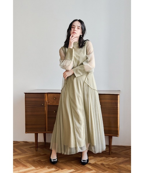 niana ドレス ラメチュールAラインドレス マタニティ 妊婦 結婚式 二次会 同窓会 成人式 パーティードレス オケージョンドレス お呼ばれワンピース - 画像 (5)