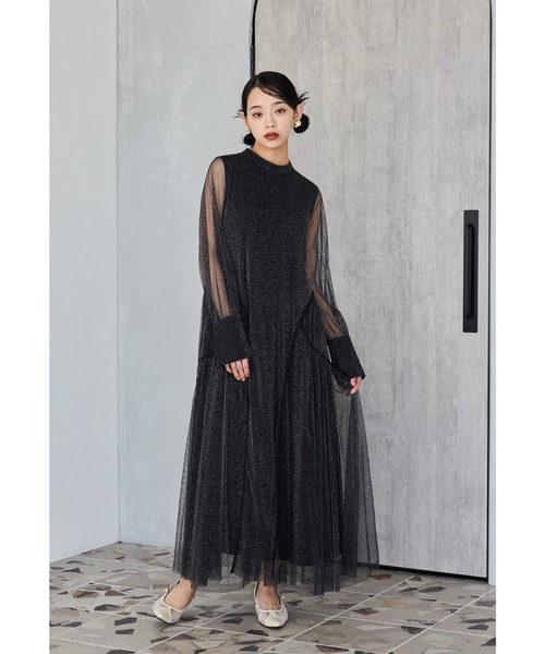 niana ドレス ラメチュールAラインドレス マタニティ 妊婦 結婚式 二次会 同窓会 成人式 パーティードレス オケージョンドレス お呼ばれワンピース - 画像 (2)