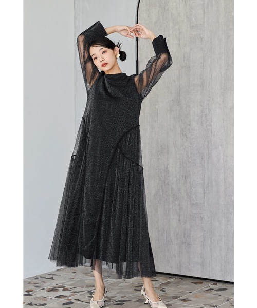 niana ドレス ラメチュールAラインドレス マタニティ 妊婦 結婚式 二次会 同窓会 成人式 パーティードレス オケージョンドレス お呼ばれワンピース - 画像 (7)