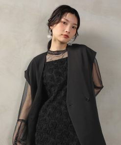 Kana ドレス シアートップス ベスト ローズ レース 3点セット 結婚式 お呼ばれ オケージョン