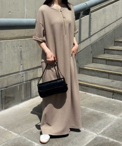 GeeRA 「GeeRA」 半袖ワンピース MEDIUM ベージュ レディース