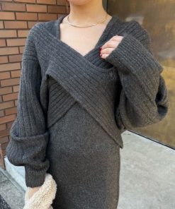 Bonjour Sagan 「Bonjour Sagan」 ニットワンピース FREE チャコールグレー レディース