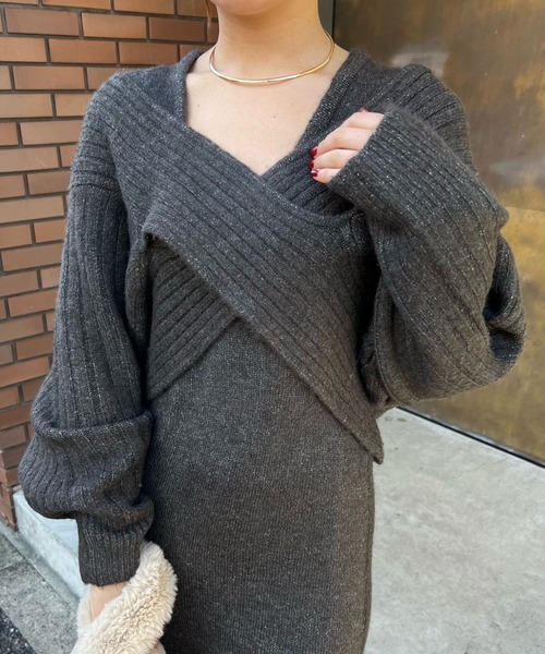 Bonjour Sagan 「Bonjour Sagan」 ニットワンピース FREE チャコールグレー レディース