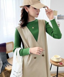 classicalelf 「classicalelf」 ノースリーブワンピース MEDIUM グレイッシュベージュ レディース