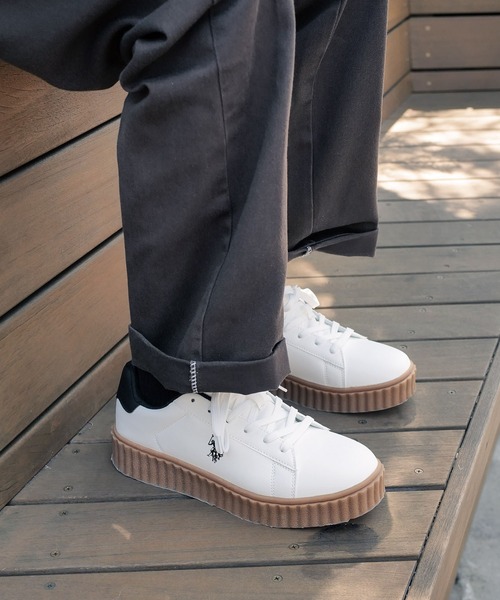 U.S. POLO ASSN. スニーカー 「U.S. ASSN./ユーエスポロアッスン」厚底ボリュームソール ワンポイント ローカットスニーカー メンズ レディース - 画像 (7)