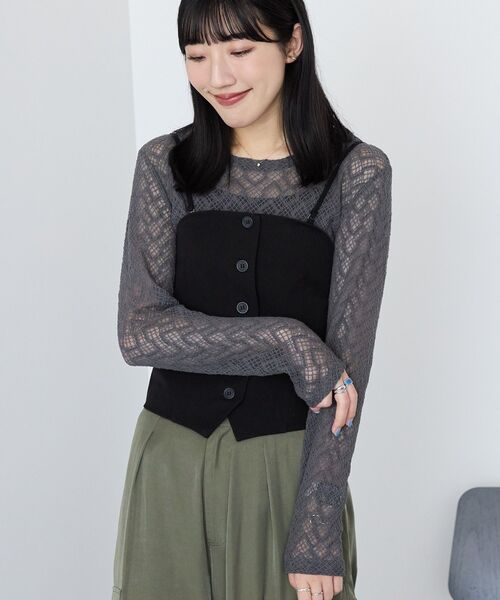 AMERICAN HOLIC tシャツ レース長袖プルオーバー レディース - 画像 (3)