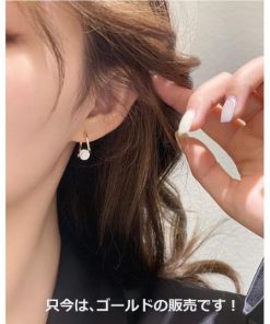 ピアス レディース 金属アレルギー対応 両耳2点 18K フープピアス ひねり ウェーブライン ループ ロング キュービックジルコニア シルバー925