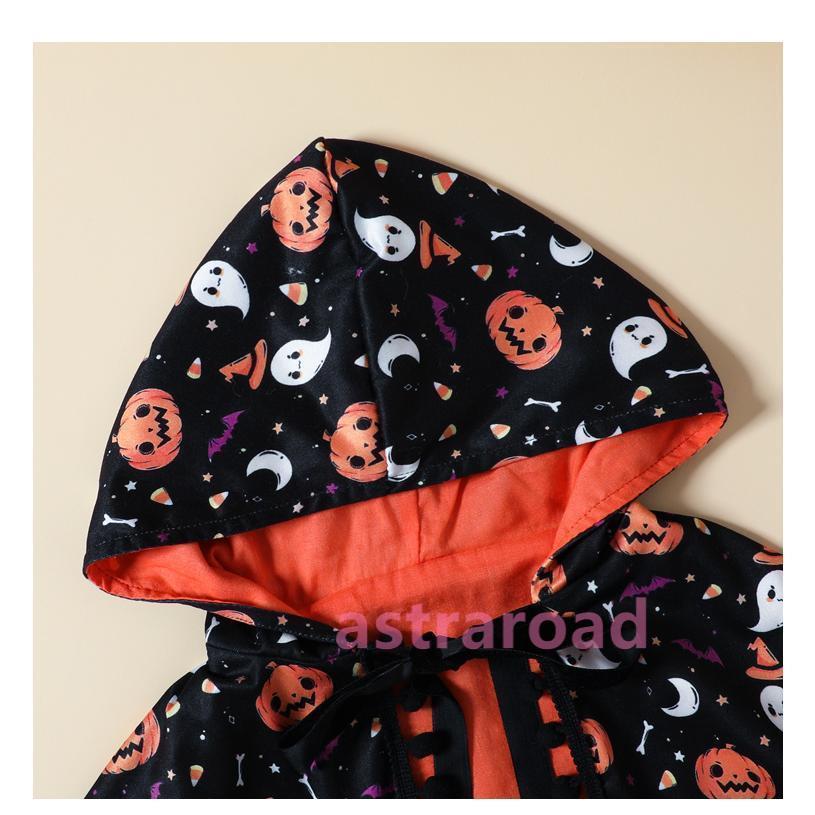 衣装 女の子 子供ドレス チュール ワンピース ベビー 赤ちゃん マント ポンチョ 猫 悪魔 天使 幽霊 柄 カボチャ 服 こうもり 南瓜 海賊 変装 演出服 - 画像 (4)