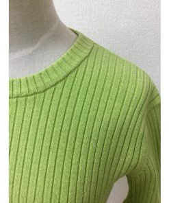 マウジー　黄緑 リブニットソー コットン