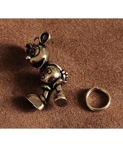 真鍮 ねずみ キーホルダー (キャラクター）ネズミ 鼠 マウス ブート キーリング 面白グッズ テーマパーク 遊園地 ブラス ゴールド