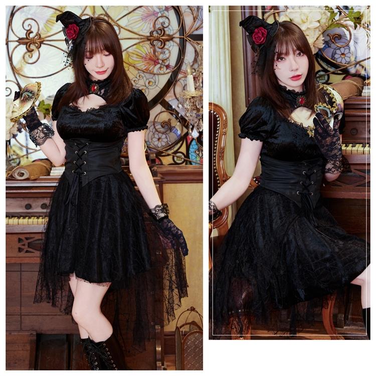 Brightlele ハロウィン コスプレ 衣装 魔女 ゴスロリ 仮装 大人 女性 可愛い ハロウィンコスプレ レディース メイド服 ドレス メイド ゴシック 魔法少女 ミニ丈 ミニ FKR - 画像 (6)
