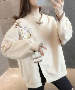 3color 普段着 チャイナボタン 刺繍 リュート ゆったり 可愛い 合わせやすい