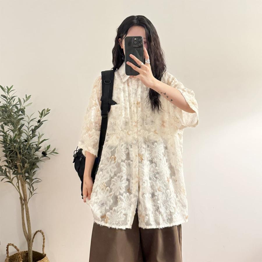 4color トップス 半袖 男女兼用 メンズ カジュアル アプリコット グリーン ピンク パープル - 画像 (4)