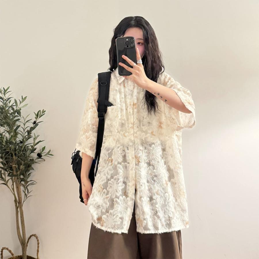 4color トップス 半袖 男女兼用 メンズ カジュアル アプリコット グリーン ピンク パープル - 画像 (6)