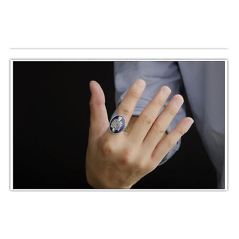 アンティークシルバーメッキ刻印ヴァンパイアダイアリーズ商品バンドリングブルーストーンパターンお土産デイライトメンズリング、サイズ9# - 画像 (3)