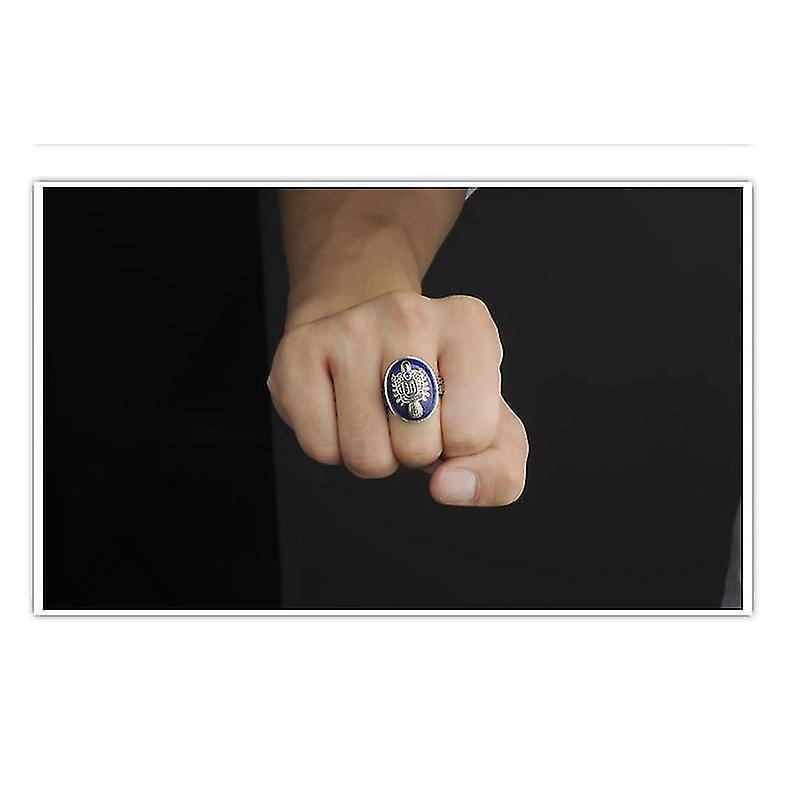 アンティークシルバーメッキ刻印ヴァンパイアダイアリーズ商品バンドリングブルーストーンパターンお土産デイライトメンズリング、サイズ9# - 画像 (4)