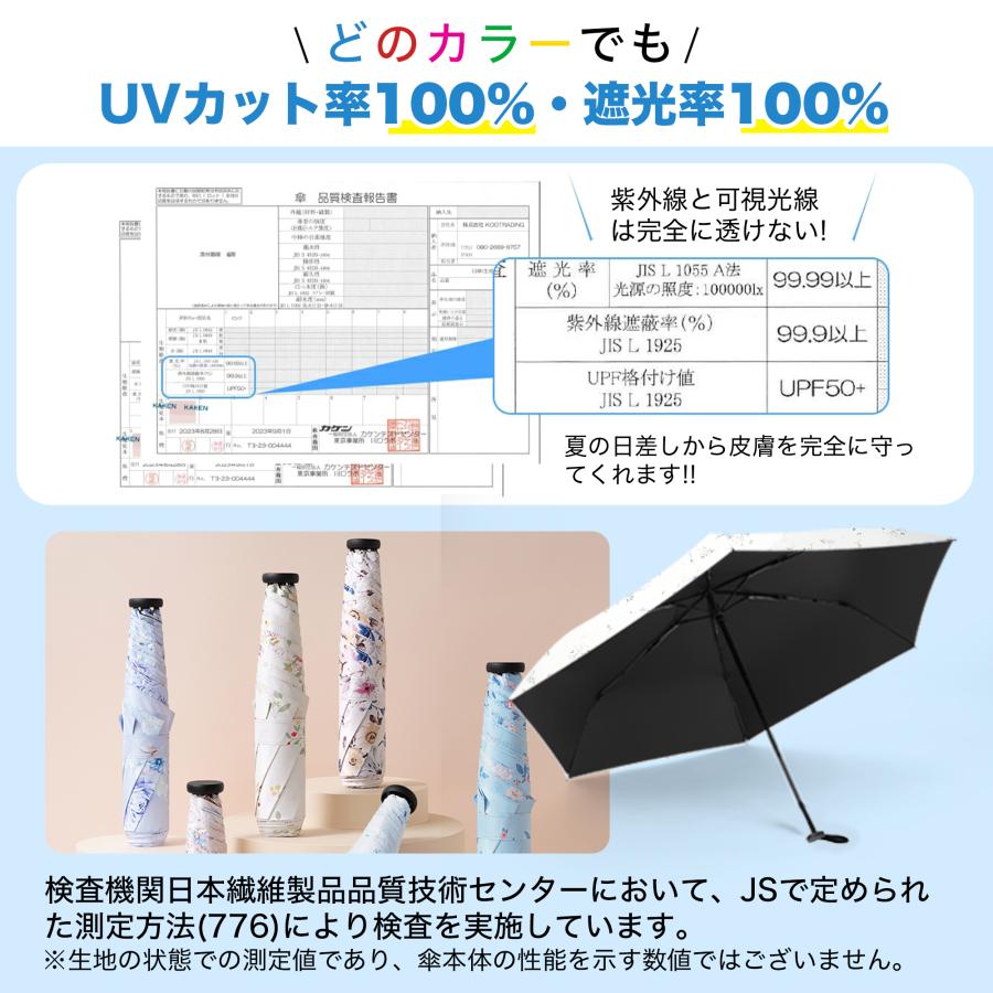 KOZUMUWAN 晴雨兼用 日傘 超軽量 UVカット率100% 完全遮光 遮熱 折りたたみ傘 コンパクト 折り畳み日傘 紫外線遮断 耐風撥水 携帯便利 メンズ レディース 6本骨 ギフト - 画像 (8)
