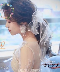 ヘッドドレス ウェディング 髪飾り チュール リボン ヘアアクセサリー ブライダル 結婚式 成人式 卒業式 リゾート 結婚アクセサリー ウェディングフォト
