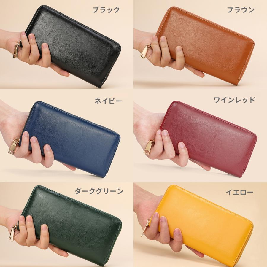 財布 メンズ 長財布 本革 レザー ラウンドファスナー 大容量 緑 - 画像 (6)