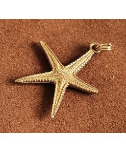 極小二重リング付き チャーム（ヒトデ）人手 ひとで スターフィッシュ 海洋生物 ゴールド ブラス パーツ アクセサリー キーホルダー