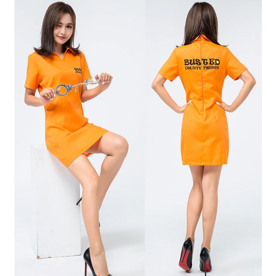ハロウィン衣装 大人用 女性用 囚人服 コスプレ 犯人 コスチューム 囚人 ハロウィン 衣装 ポリス 軍服 レディース ガールズ ハロウィーン - 画像 (3)