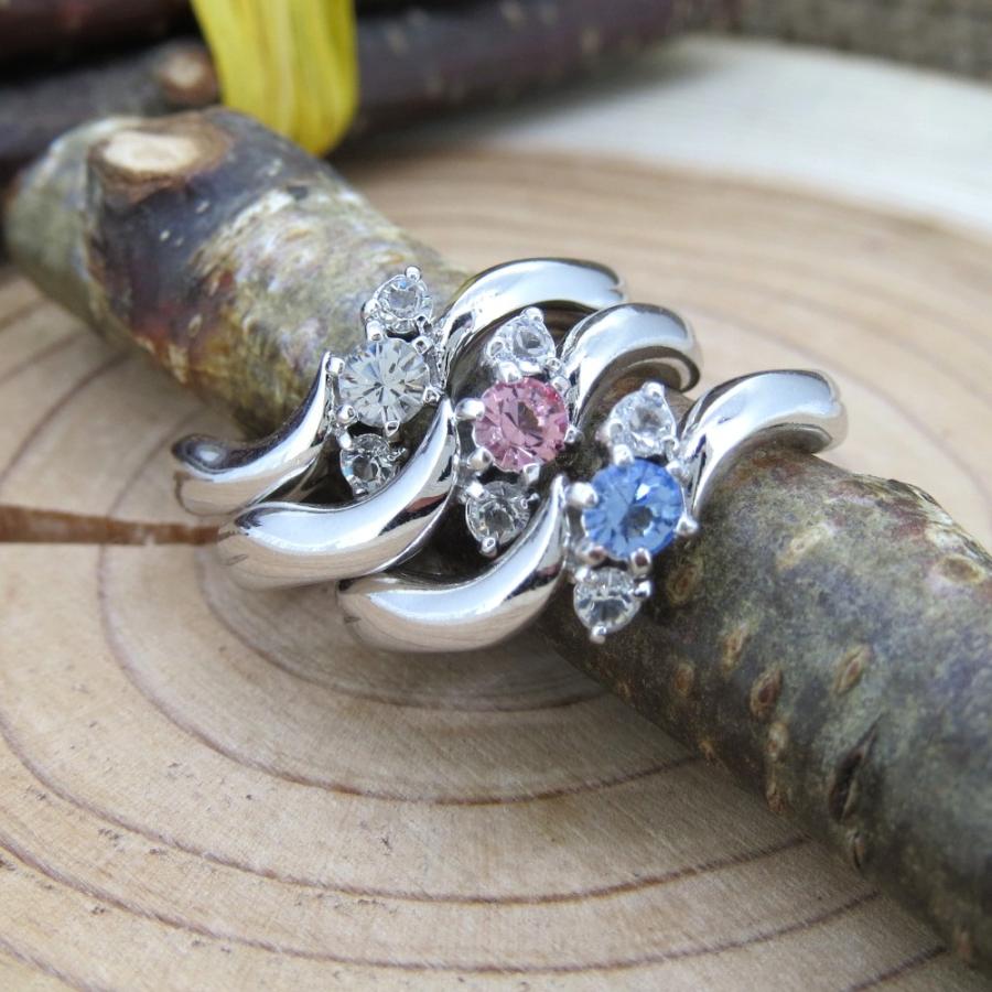 リング 3石 スワロフスキー クリスタル 3石展開 シルバー クリア ピンク ブルー 9号 11号 13号 15号 17号 送料無料