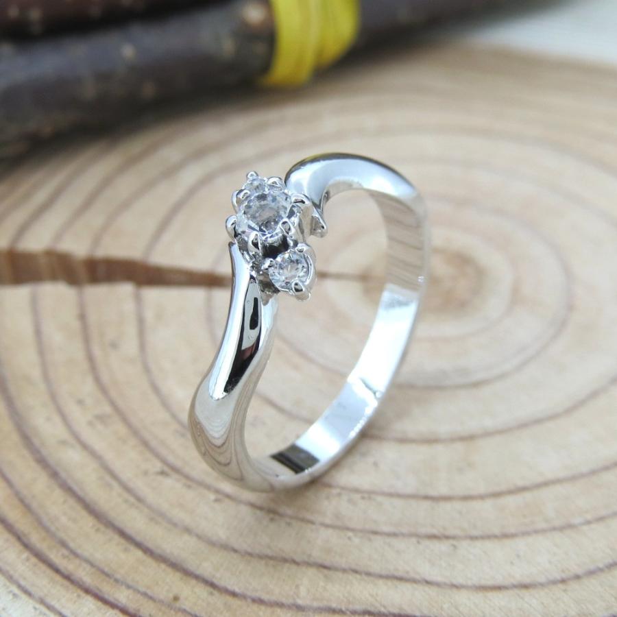 リング 3石 スワロフスキー クリスタル 3石展開 シルバー クリア ピンク ブルー 9号 11号 13号 15号 17号 送料無料 - 画像 (3)