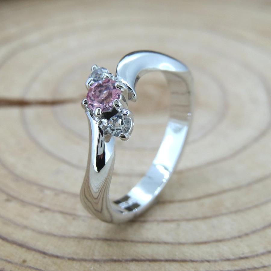 リング 3石 スワロフスキー クリスタル 3石展開 シルバー クリア ピンク ブルー 9号 11号 13号 15号 17号 送料無料 - 画像 (4)