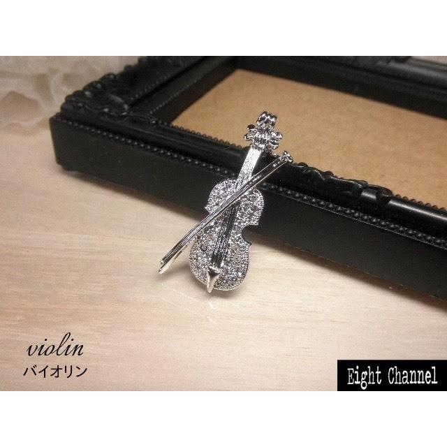 ブローチ 楽器 ピアノ バイオリン チェロ ハープ シルバー オーケストラ スワロフスキー - 画像 (2)