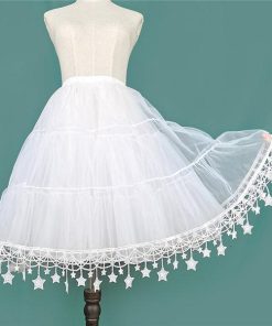パニエ レディース スカート ロリータ ワイヤー無し ゴスロリ ソフトチュール ボリュームアップ ホワイト 星刺繍 チュールスカート