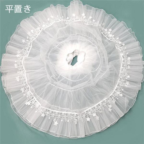 パニエ レディース スカート ロリータ ワイヤー無し ゴスロリ ソフトチュール ボリュームアップ ホワイト 星刺繍 チュールスカート - 画像 (3)
