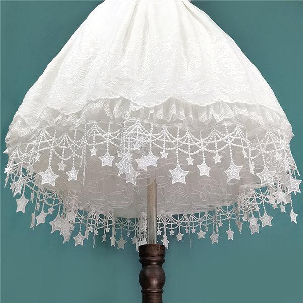 パニエ レディース スカート ロリータ ワイヤー無し ゴスロリ ソフトチュール ボリュームアップ ホワイト 星刺繍 チュールスカート - 画像 (6)