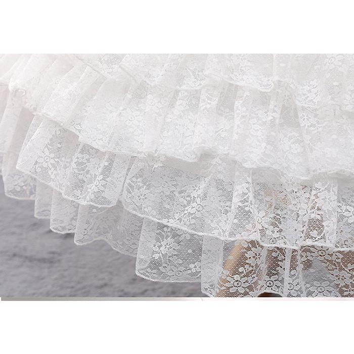 パニエ ボリュームアップパニエ ペチコート チュチュスカートパニエ ホワイト ロリータ風 ドレス用 フリーサイズ リボン付き ふんわり Aライン - 画像 (9)