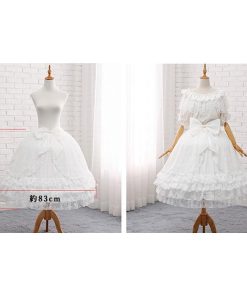 パニエ ボリュームアップパニエ ペチコート チュチュスカートパニエ ホワイト ロリータ風 ドレス用 フリーサイズ リボン付き ふんわり Aライン