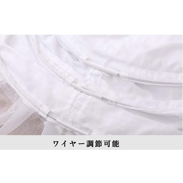 パニエ ボリュームアップパニエ ペチコート チュチュスカートパニエ ホワイト ロリータ風 ドレス用 フリーサイズ リボン付き ふんわり Aライン - 画像 (7)