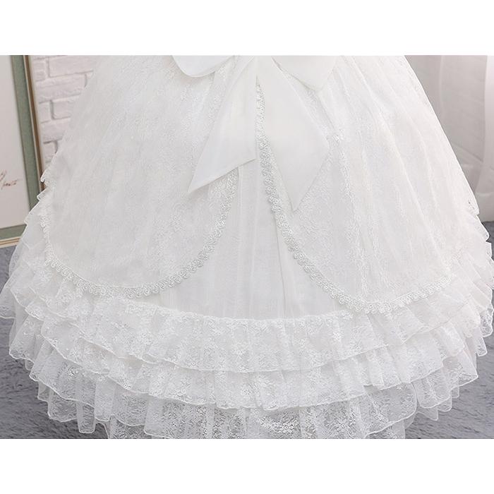 パニエ ボリュームアップパニエ ペチコート チュチュスカートパニエ ホワイト ロリータ風 ドレス用 フリーサイズ リボン付き ふんわり Aライン - 画像 (8)