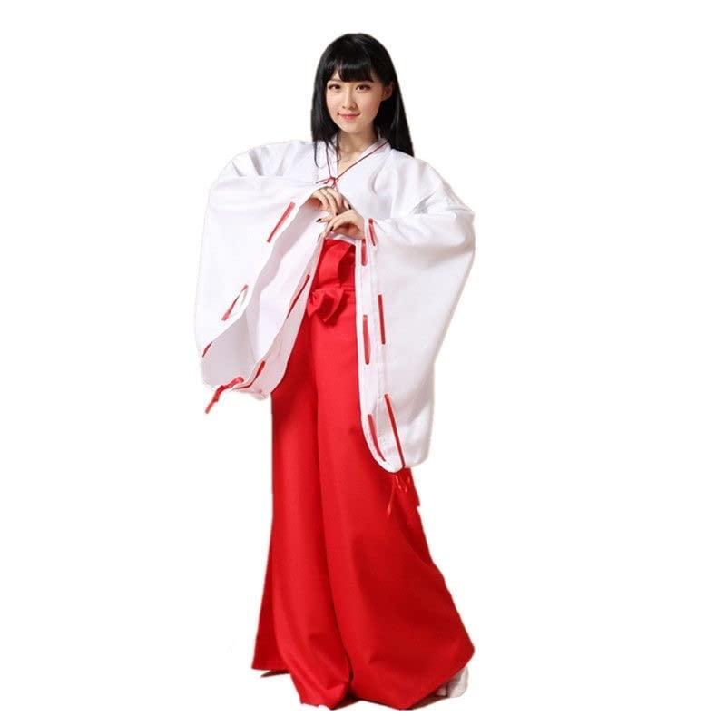 巫女 コスチューム コスプレ ハロウィン イベント 巫女装束 桔梗 衣装 白紐 赤袴 赤太帯 リボン クリスマス. 3点セット - 画像 (3)