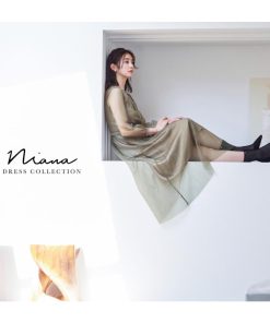 niana 結婚式 ワンピース パーティードレス チュール サテン プリーツ ロング丈 ミモレ丈 袖あり M L レース シアー ロング オケージョン 1.5次会 春 夏 秋 冬 二次会