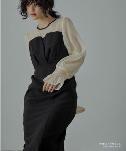 niana 結婚式 ワンピース パーティードレス ビスチェ ボリューム袖 キャンディ袖 カシュクール シフォン