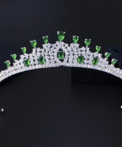 ティアラ 緑 グリーン ジルコニア ブライダル クラウン ピック レディース ハイ 品質 キュービック ジルコン 結婚式 ウェディング