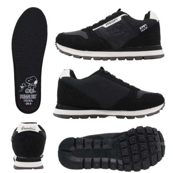 PEANUTS スヌーピー スニーカー レディース 靴 ピーナッツ シンプル おしゃれ かわいい ブラック 黒 ホワイト ベージュ クッション性 SNOOPY PN8369 - 画像 (6)