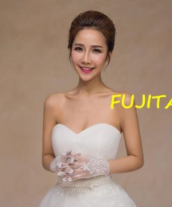 ウエディンググローブ 花嫁 ブライダル 手袋 ショート レース オーガンジー 花柄 刺繍 白 結婚式 パーティー 披露宴 二次会