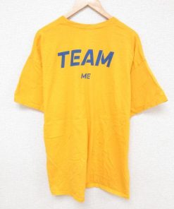 XL/古着 半袖 Tシャツ メンズ ブルーゴールド 大きいサイズ コットン クルーネック 濃黄 イエロー 25jun27 中古