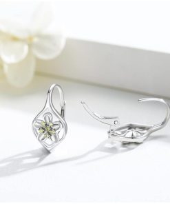 【並行輸入品】デイジー イヤリング 925 スターリング シルバー デイジー フープ フラワー ジュエリー レディー