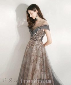 イブニングドレス カラードレス ゴールド ロングドレス 安い フォーマル チュールドレス 2次会 パーティードレス コンサート