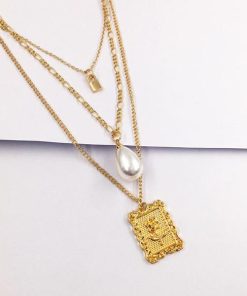 gulamu jewelry 爆買 三連 ネックレス 南京錠 パール バラ ゴールド カジュアル 上品 チェーン お洒落 アクセサリー 春 夏 韓国 個性的 プチプラ 人気 キレイめ 大人