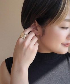 gulamu jewelry 爆買 ウェーブ ゴールドリング 指輪 重ねつけ 上品 女性 お洒落 二次会 パーティ 結婚式 秋 冬 韓国 個性的 プチプラ人気 キレイめ 大人