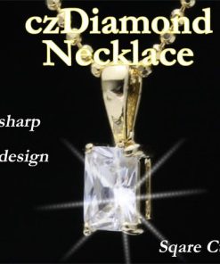 SWAROVSKI ネックレス CZダイヤモンド スクエアカット 長方形 大粒 ブリリアントカット キュービックジルコニア ゴールド cz115g プレゼント お返し