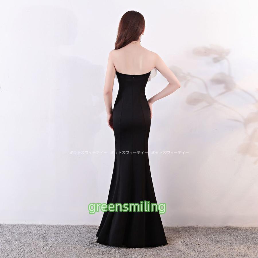 カラードレス 演奏会 発表会 ロングドレス マーメイドライン ビスチェ ホワイト ブラック パーティードレス イブニングドレス 二次会 花嫁 結婚式 キャバドレス - 画像 (3)