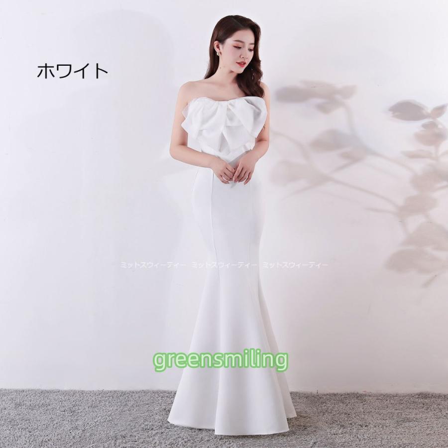 カラードレス 演奏会 発表会 ロングドレス マーメイドライン ビスチェ ホワイト ブラック パーティードレス イブニングドレス 二次会 花嫁 結婚式 キャバドレス - 画像 (5)